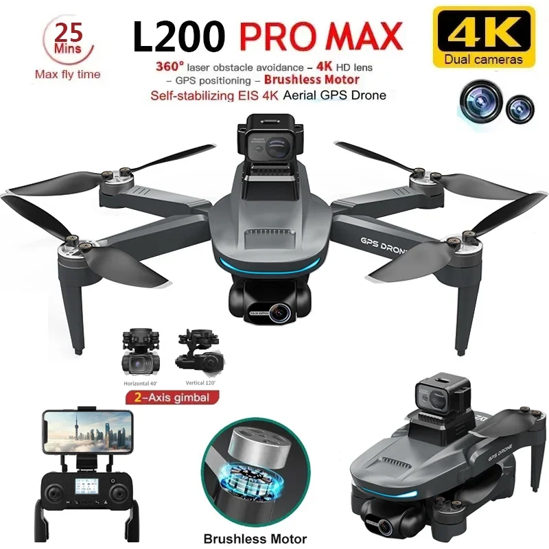 L200 PRO MAX Drone 4K 2-Axis P - огляд і ціна Dron Rc Quadcopter