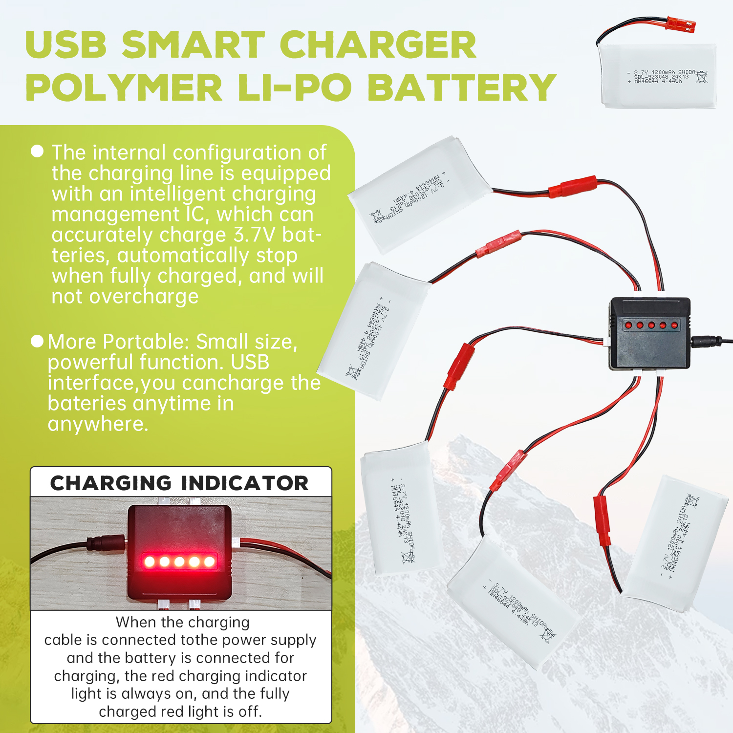 5PCS 3.7V 1200mAh 30C JST Plug - огляд і ціна Drone Mjx Rc