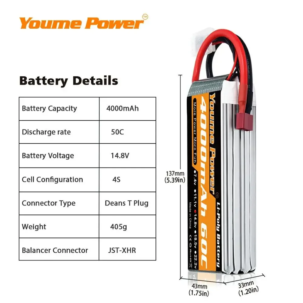 4S 14.8V Lipo Battery 3300mah  - огляд і ціна Drone Rc Boat