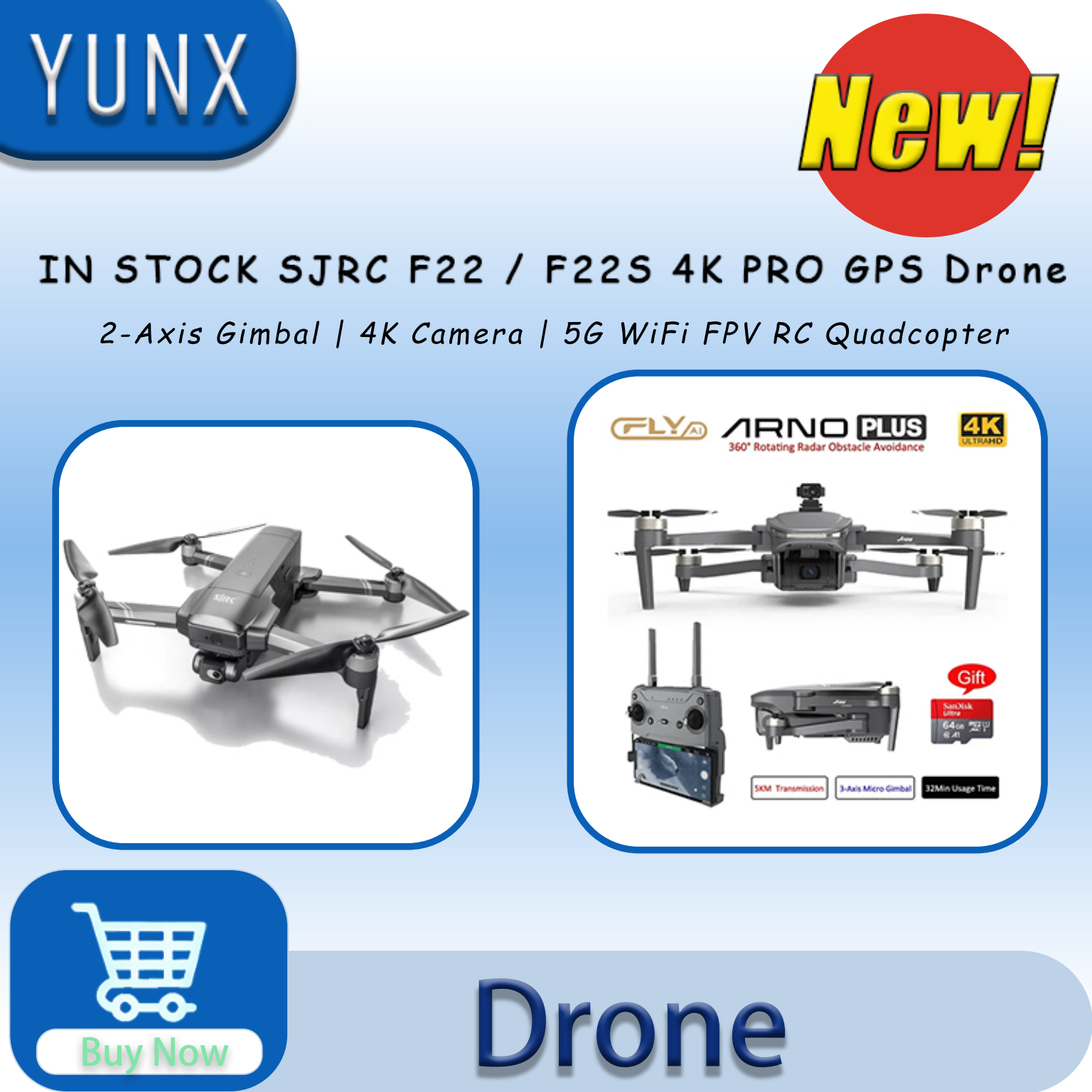 IN Stock SJRC F22 / F22S 4K Pr - огляд і ціна Drone F22 Rc