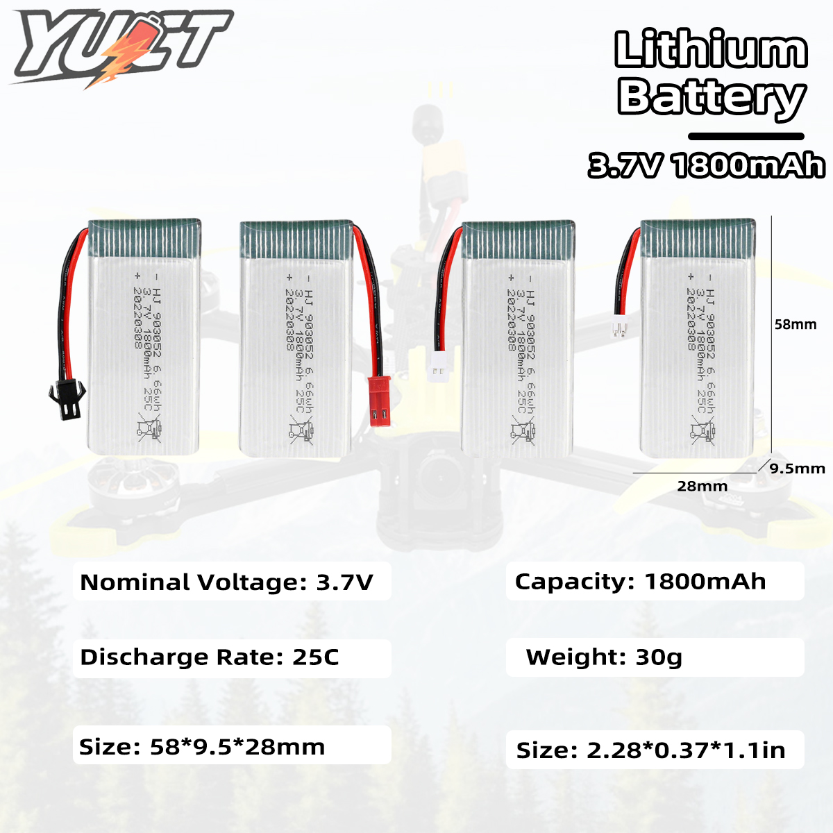 YUCT 3.7V 1800mAh 25C High-Rat - огляд і ціна Drone Rc Accessories