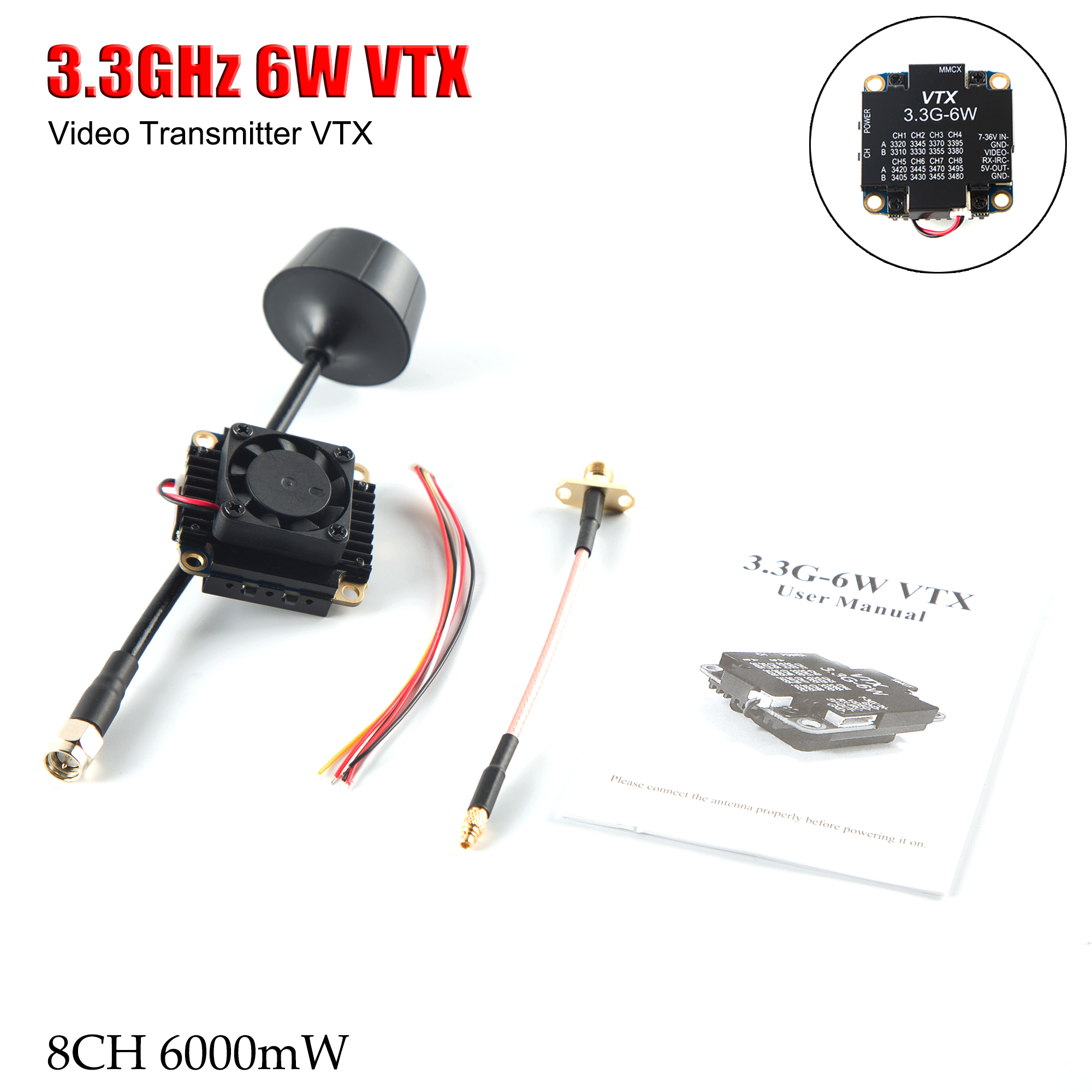 FPV Video Transmitter 3.3G 6W  - огляд і ціна Drone Rc Airplane